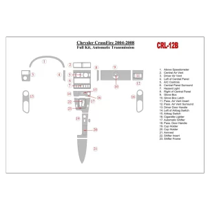Chrysler CrossFire 2004-UP Full Set, Automatic Gear Interior BD Dash Trim Kit 2