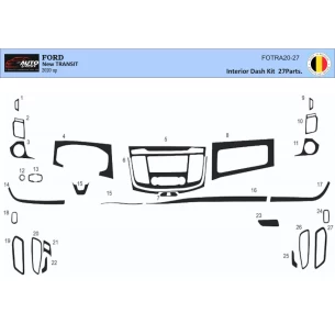 Ford New Transit 2020 3D Interior Dashboard Trim Kit Dash Trim Dekor 27-Parts