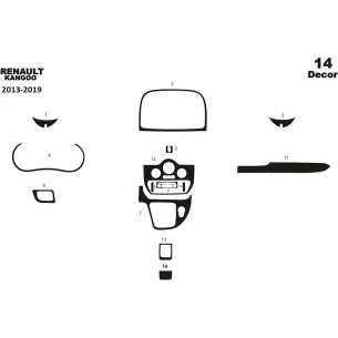Renault Kangoo 2013-2019 3D Interior Dashboard Trim Kit Dash Trim Dekor 14-Parts 2