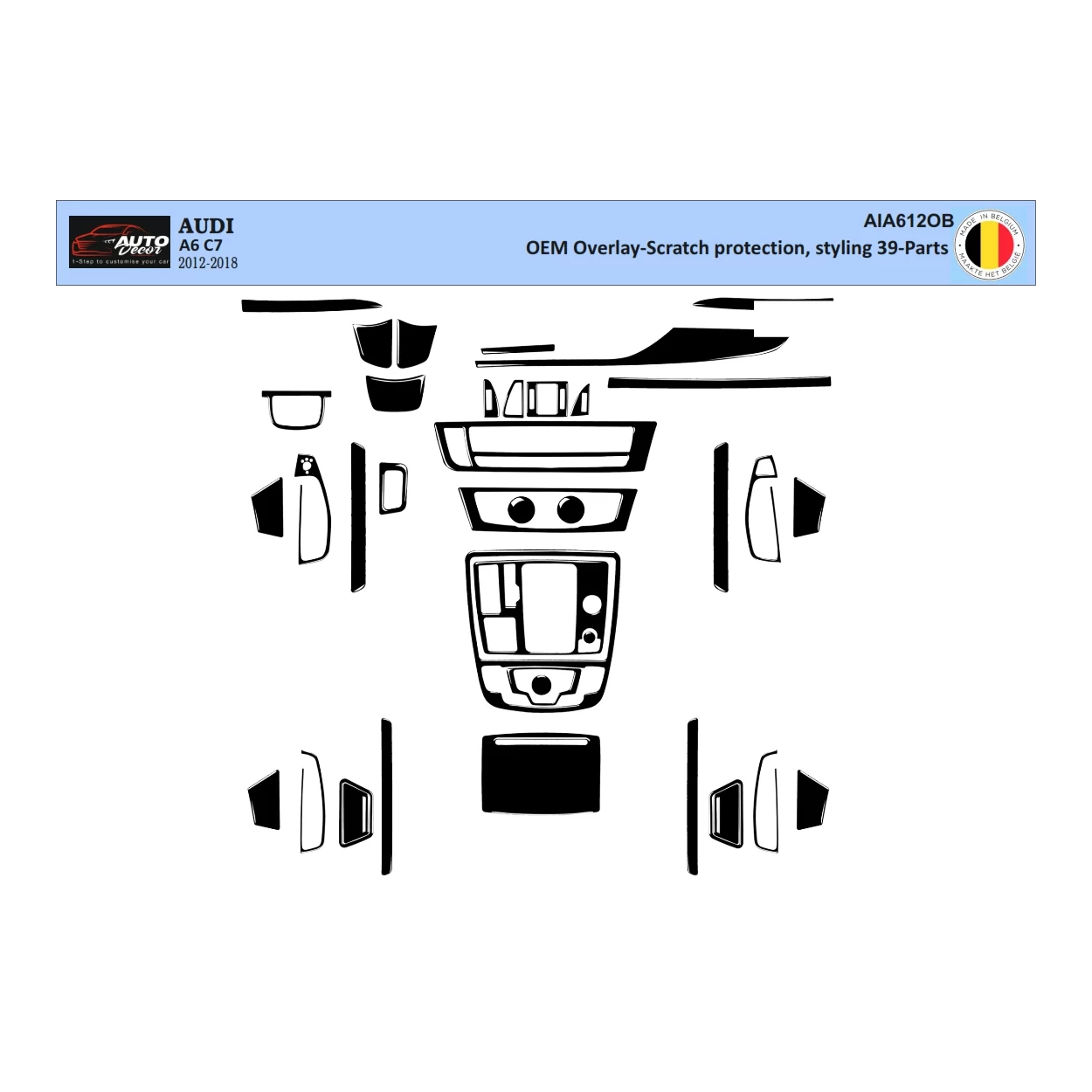 Audi A6 2012-2018 3D Interior Dashboard Trim Kit WHZ Dash Trim Dekor 39-Parts