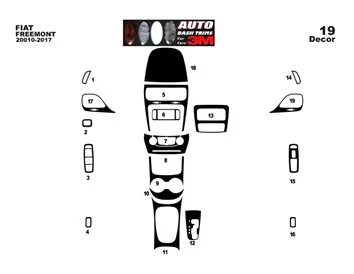 Fiat Freemont ab 2011 3D Interior Dashboard Trim Kit Dash Trim Dekor 19-Parts