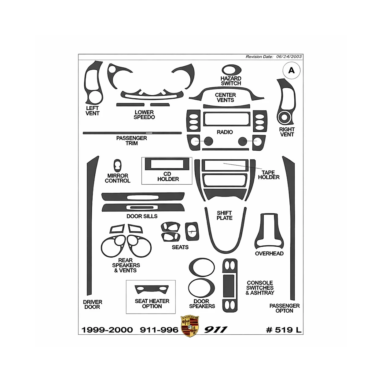 Porsche 911 1999-2000 Full Interior Dash Trim Kit