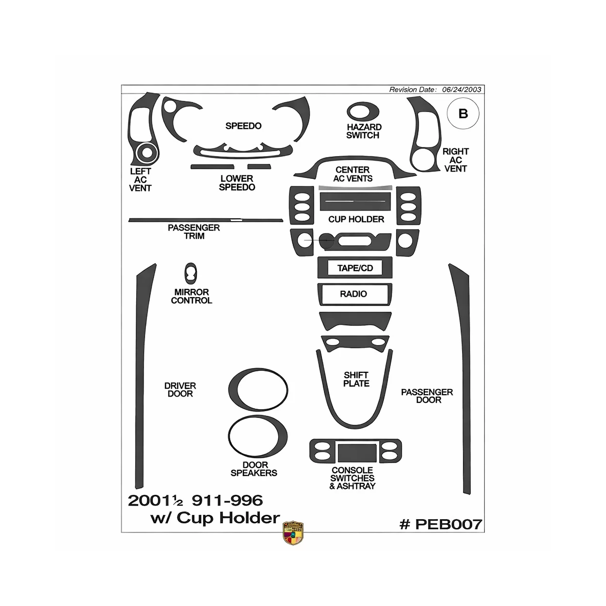 Porsche 911 2001½ Basic Interior Dash Trim Kit