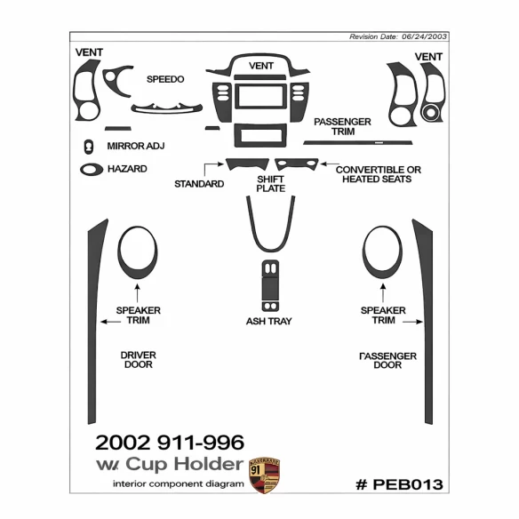 Porsche 911 2002 Basic Interior Dash Trim Kit