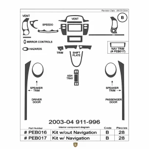 Porsche 911 2003-2004 Basic Interior Dash Trim Kit
