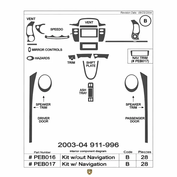 Porsche 911 2003-2004 Basic Interior Dash Trim Kit