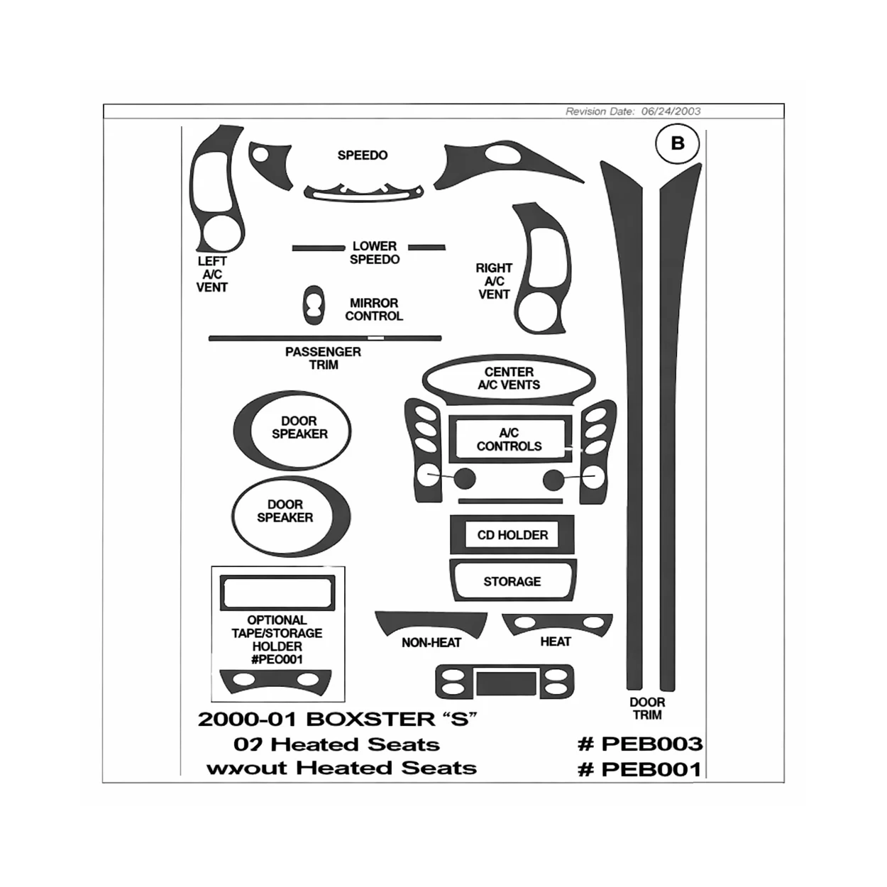 Porsche Boxster S 2000-2001 Full Set Interior BD Dash Trim Kit