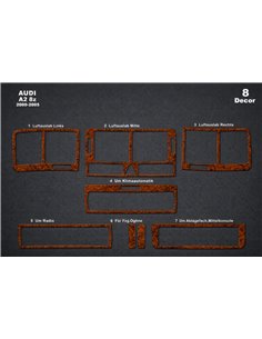 Audi A2 02.00-01.05 3D Interior Dashboard Trim Kit Dash Trim Dekor 8-Parts 2