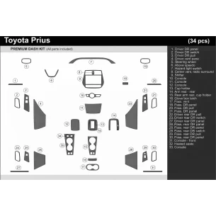 Toyota Prius 2016-2022 Full Set Interior BD Dash Trim Kit 34-Parts 2