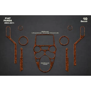 Fiat Panda 2003-2011 3D Interior Dashboard Trim Kit Dash Trim Dekor 10-Parts 2