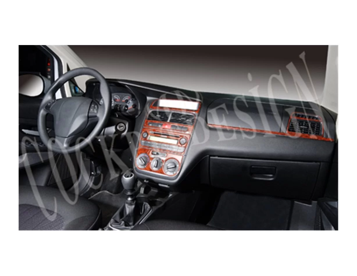 Fiat Linea 06.2007 3D Interior Dashboard Trim Kit Dash Trim Dekor 10-Parts - 1 - Interior Dash Trim Kit