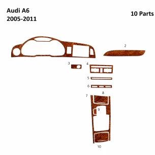 Audi A6 2005-2011 3D Interior Dashboard Trim Kit WHZ Dash Trim Dekor 10-Parts 2