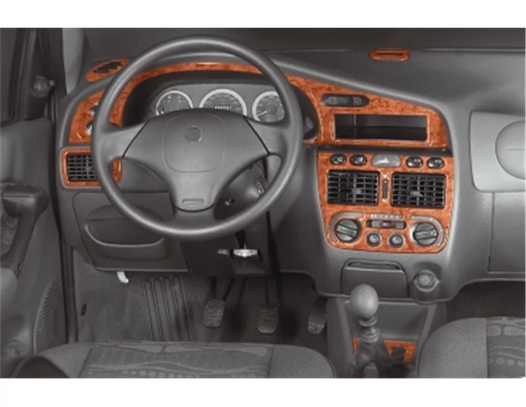 Fiat Palio-Siena 01.98-03.02 3D Interior Dashboard Trim Kit Dash Trim Dekor 13-Parts - 1 - Interior Dash Trim Kit
