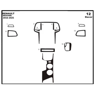 Renault Megane 4 BFB 3D 2016 Interior Dashboard Trim Kit Dash Trim Dekor 12-Parts