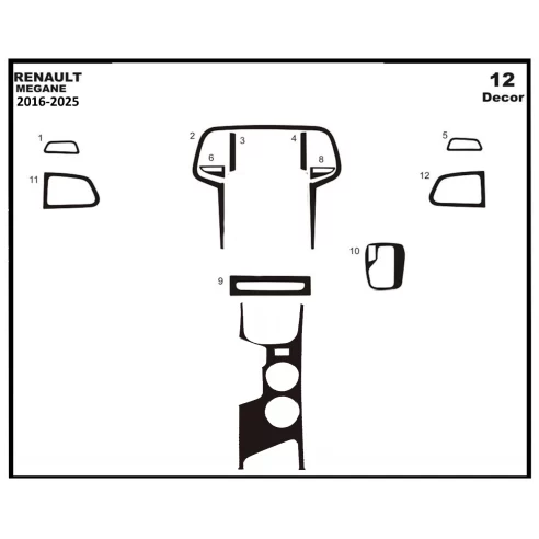 Renault Megane 4 BFB 3D 2016 Interior Dashboard Trim Kit Dash Trim Dekor 12-Parts
