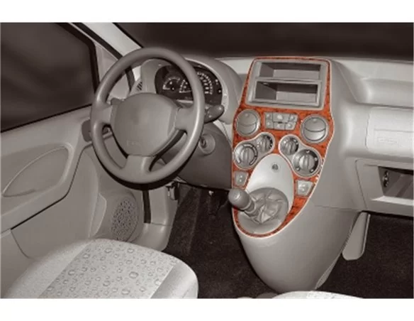 Fiat Panda 09.2003 3D Interior Dashboard Trim Kit Dash Trim Dekor 2-Parts - 1 - Interior Dash Trim Kit