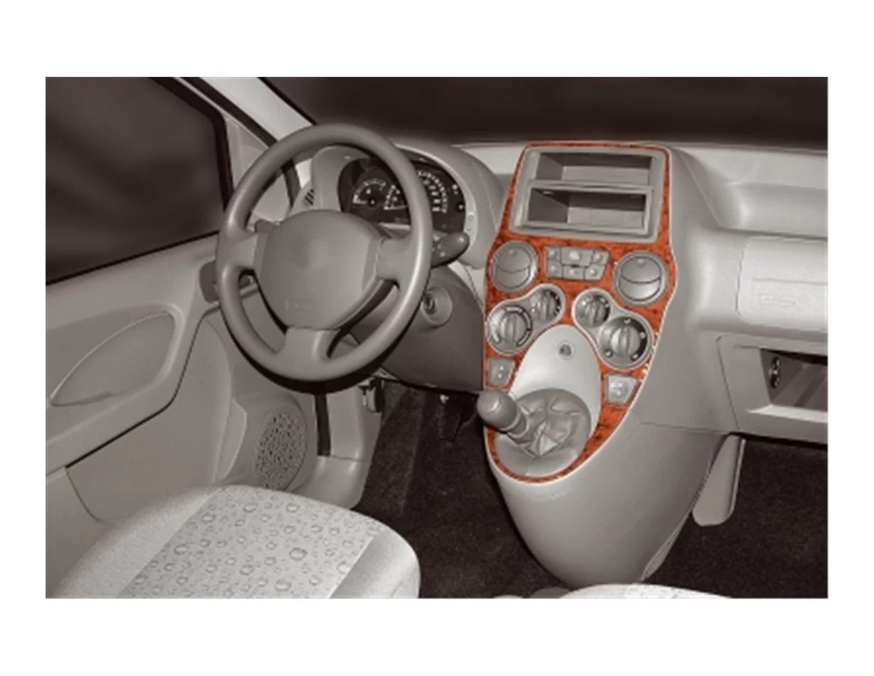 Fiat Panda 09.2003 3D Interior Dashboard Trim Kit Dash Trim Dekor 2-Parts - 1 - Interior Dash Trim Kit