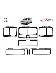 Audi A2 02.00-01.05 3D Interior Dashboard Trim Kit Dash Trim Dekor 8-Parts