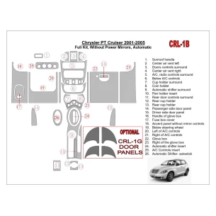 Chrysler PT Cruiser 2001-2005 Full Set, Without Power Mirrors, Automatic Gearbox, 24 Parts set Interior BD Dash Trim Kit