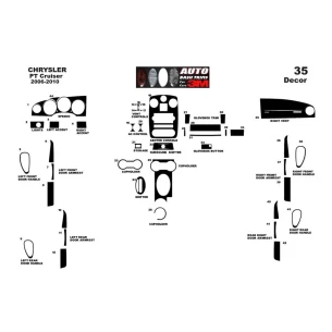 Chrysler PT Cruiser 2006-2010 3D Interior Dashboard Trim Kit Dash Trim Dekor 43-Parts 2