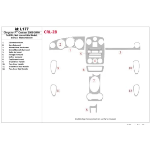 Chrysler PT Cruiser 2006-UP Full Set, ?? Folding roof-Cabrio, Manual Gear Box Interior BD Dash Trim Kit 2