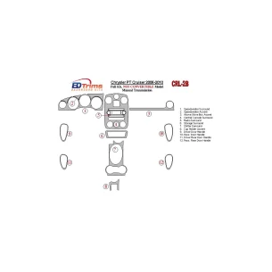 Chrysler PT Cruiser 2006-UP Full Set, ?? Folding roof-Cabrio, Manual Gear Box Interior BD Dash Trim Kit