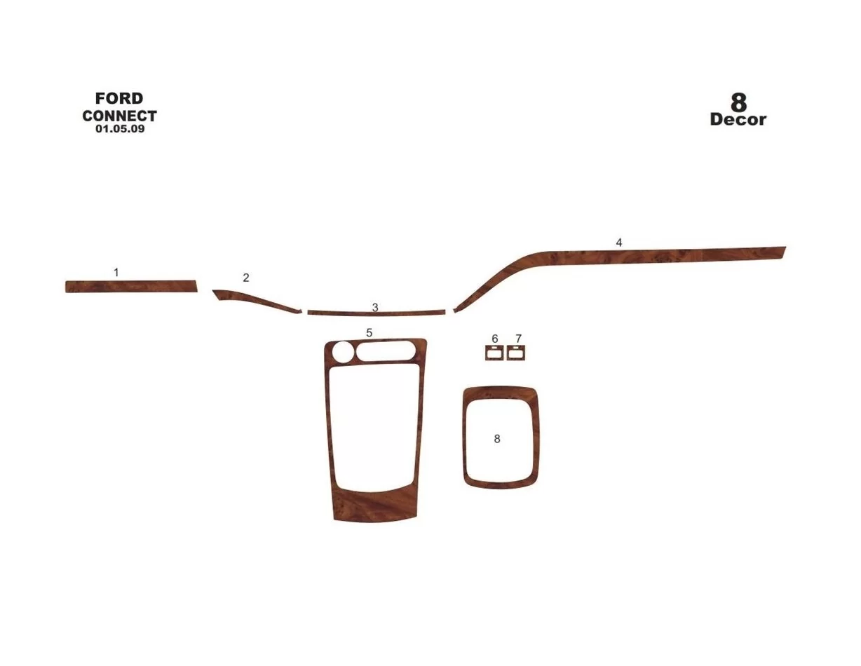 Ford Connect 05.09-01.14 3D Interior Dashboard Trim Kit Dash Trim Dekor 8-Parts - 1 - Interior Dash Trim Kit