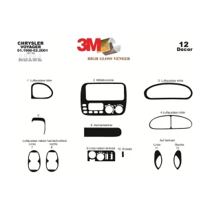 Chrysler Voyager 01.96-02.01 3D Interior Dashboard Trim Kit Dash Trim Dekor 12-Parts 2