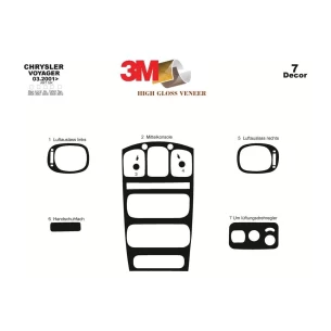 Chrysler Voyager 03.01-09.07 3D Interior Dashboard Trim Kit Dash Trim Dekor 7-Parts 2