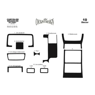 Chrysler Wrangler 09.1996 3D Interior Dashboard Trim Kit Dash Trim Dekor 10-Parts 2