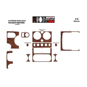 Citroen Berlingo 10.02-07.08 3D Interior Dashboard Trim Kit Dash Trim Dekor 11-Parts 2