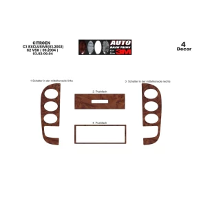 Citroen C2-C3 03.02-09.04 3D Interior Dashboard Trim Kit Dash Trim Dekor 4-Parts 2