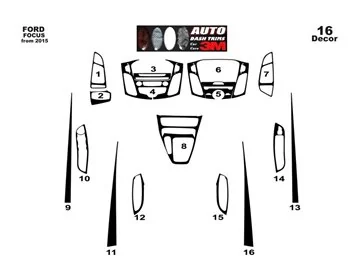 Ford Focus 2015-2017 3D Interior Dashboard Trim Kit Dash Trim Dekor 16-Parts