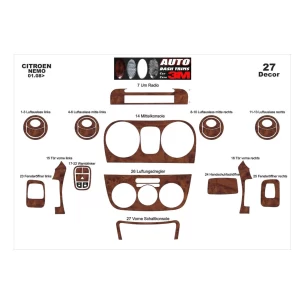 Citroen Nemo 01.2008 3D Interior Dashboard Trim Kit Dash Trim Dekor 27-Parts 2