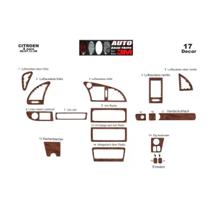 Citroen Xsara I 09.97-11.99 3D Interior Dashboard Trim Kit Dash Trim Dekor 17-Parts 2