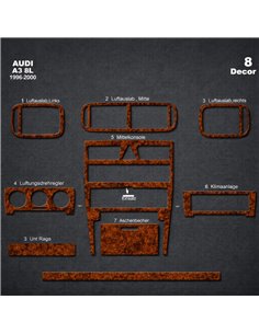 Audi A3 Typ 8L 06.96-08.00 3D Interior Dashboard Trim Kit Dash Trim Dekor 8-Parts 2