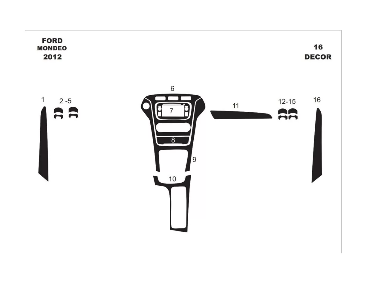 Ford Mondeo 01.2012 3D Interior Dashboard Trim Kit Dash Trim Dekor 16-Parts - 1 - Interior Dash Trim Kit