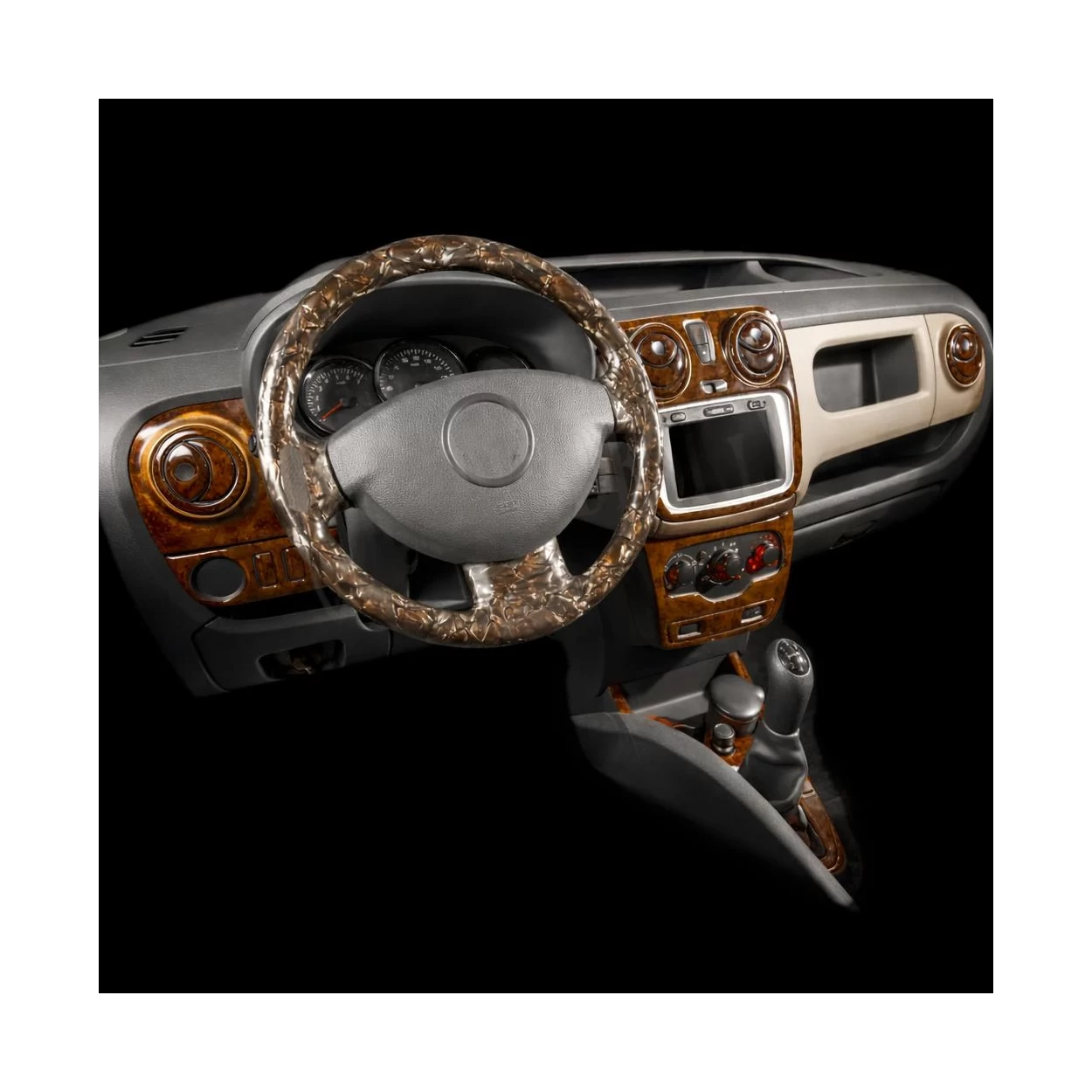 Dacia Lodgy 01.2010 3D Interior Dashboard Trim Kit Dash Trim Dekor 17-Parts