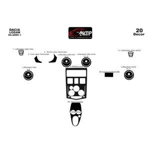 Dacia Logan 04.05-09.09 3D Interior Dashboard Trim Kit Dash Trim Dekor 20-Parts 2