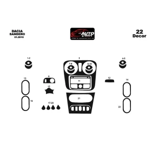 Dacia Sandero 01.2010 3D Interior Dashboard Trim Kit Dash Trim Dekor 22-Parts 2