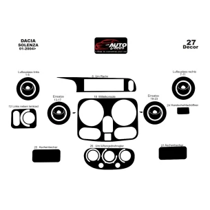 Dacia Solenza 04.2004 3D Interior Dashboard Trim Kit Dash Trim Dekor 27-Parts 2