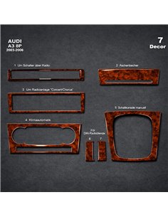 Audi A3 Typ 8L 08.00-03.03 3D Interior Dashboard Trim Kit Dash Trim Dekor 7-Parts 2