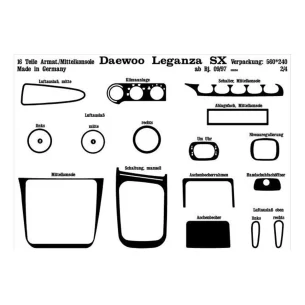Daewoo Leganza 09.1997 3D Interior Dashboard Trim Kit Dash Trim Dekor 18-Parts 2