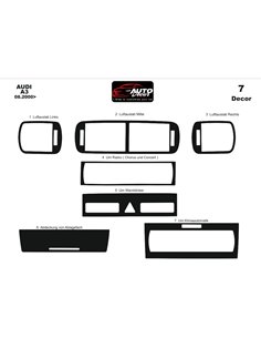 Audi A3 Typ 8L 08.00-03.03 3D Interior Dashboard Trim Kit Dash Trim Dekor 7-Parts