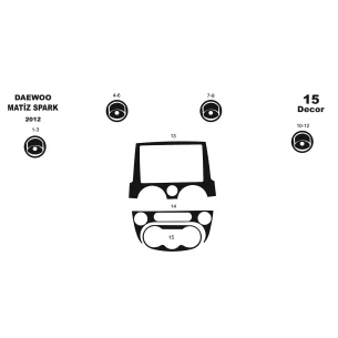 Daewoo Matiz 01.2005 3D Interior Dashboard Trim Kit Dash Trim Dekor 13-Parts 2