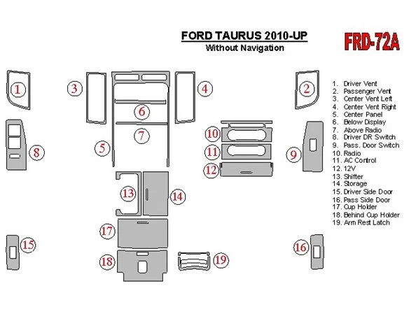 Ford Taurus 2010-UP Interior BD Dash Trim Kit - 1 - Interior Dash Trim Kit