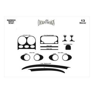 Daewoo Matiz 08.98-01.05 3D Interior Dashboard Trim Kit Dash Trim Dekor 11-Parts 2
