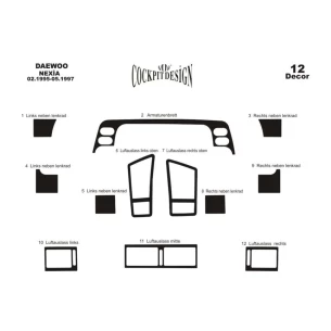 Daewoo Nexia 02.95-05.97 3D Interior Dashboard Trim Kit Dash Trim Dekor 12-Parts 2