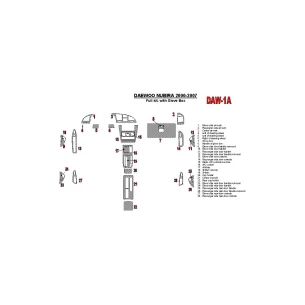 Daewoo Nubira 2000-2007 Full Set, with glowe-box Interior BD Dash Trim Kit 2