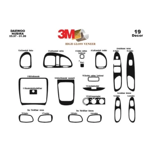 Daewoo Nubira I 05.97-01.99 3D Interior Dashboard Trim Kit Dash Trim Dekor 19-Parts 2
